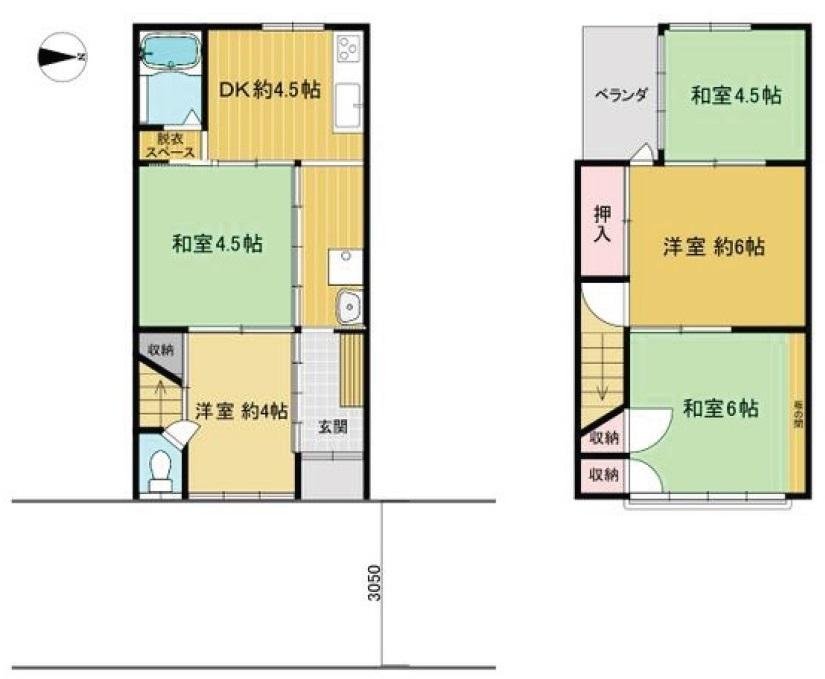 西九条開ケ町貸家　二階建て